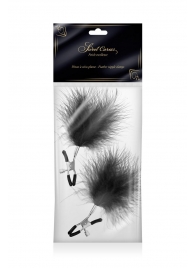 Зажимы на соски с черными пуховыми кисточками Sweet Caress Feather Nipple Clumps - Sweet Caress - купить с доставкой в Набережных Челнах