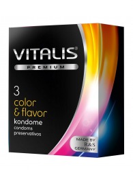 Цветные ароматизированные презервативы VITALIS PREMIUM color   flavor - 3 шт. - Vitalis - купить с доставкой в Набережных Челнах