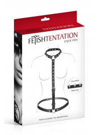 Черная упряжь на тело с шипами на ошейнике - Fetish Tentation - купить с доставкой в Набережных Челнах