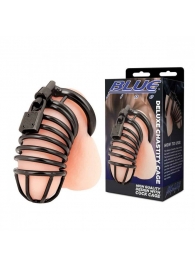 Черная металлическая клетка с замком Deluxe Chastity Cage - BlueLine - купить с доставкой в Набережных Челнах