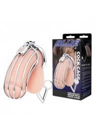 Серебристая металлическая клетка с анальным стимулятором Cock Cage - BlueLine - купить с доставкой в Набережных Челнах