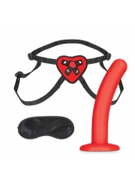 Красный поясной фаллоимитатор Red Heart Strap on Harness   5in Dildo Set - 12,25 см. - Lux Fetish - купить с доставкой в Набережных Челнах