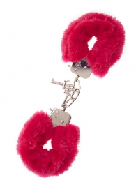 Металлические наручники с красной меховой опушкой METAL HANDCUFF WITH PLUSH RED - Dream Toys - купить с доставкой в Набережных Челнах