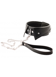 Черный ошейник-воротничок с металлическим поводком - Crazy Handmade - купить с доставкой в Набережных Челнах