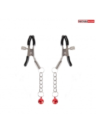 Серебристые зажимы на соски с шариками на цепочках - Notabu - купить с доставкой в Набережных Челнах