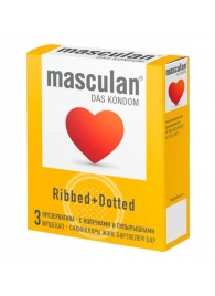 Презервативы с колечками и пупырышками Masculan Ribbed+Dotted - 3 шт. - Masculan - купить с доставкой в Набережных Челнах