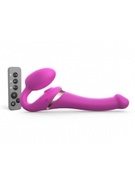 Ярко-розовый безремневой страпон Multi Orgasm Size S с клиторальной стимуляцией - Strap-on-me - купить с доставкой в Набережных Челнах