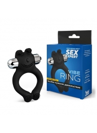 Черное силиконовое эрекционное виброкольцо Sex Expert - Sex Expert - в Набережных Челнах купить с доставкой