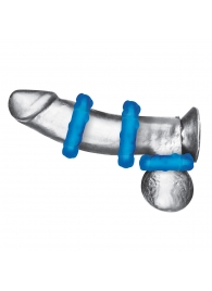 Комплект из трех голубых эрекционных колец 3-Pack Ribbed Rider Cock Ring Set - BlueLine - в Набережных Челнах купить с доставкой