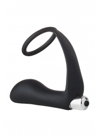 Черное эрекционное кольцо с вибропробкой Vibrating Anal Plug With Cockring - Dream Toys - в Набережных Челнах купить с доставкой