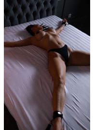 Черный кожаный набор фиксации на кровати Sex Game - БДСМ Арсенал - купить с доставкой в Набережных Челнах