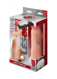 Телесный страпон Harness LESBI с вагинальной пробкой - 16,5 см. - LOVETOY (А-Полимер) - купить с доставкой в Набережных Челнах