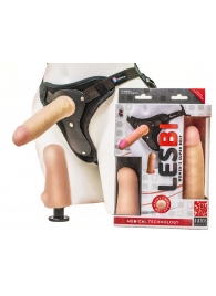 Телесный страпон Harness LESBI с вагинальной пробкой - 16,5 см. - LOVETOY (А-Полимер) - купить с доставкой в Набережных Челнах