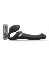 Черный безремневой страпон Multi Orgasm Size M с клиторальной стимуляцией - Strap-on-me - купить с доставкой в Набережных Челнах