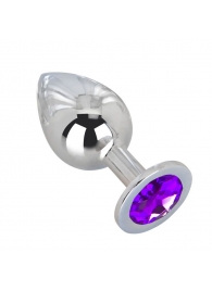 Большой плаг из стали с фиолетовым кристаллом Violet Dream - 9,5 см. - Erotic Fantasy - купить с доставкой в Набережных Челнах