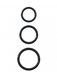 Набор из трех черных эрекционных колец Silicone 3-Ring Stamina Set - Pipedream - в Набережных Челнах купить с доставкой