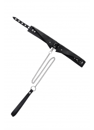 Черный кожаный ошейник-воротник с поводком - Pecado - купить с доставкой в Набережных Челнах