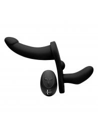 Черный вибрострапон Double Take 10X Double Penetration Vibrating Strap-on Harness - XR Brands - купить с доставкой в Набережных Челнах
