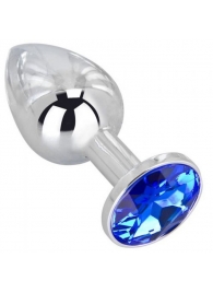 Анальное украшение BUTT PLUG  Small с синим кристаллом - 7 см. - Anal Jewelry Plug - купить с доставкой в Набережных Челнах