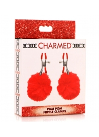 Красные зажимы на соски с помпонами Pom Pom - XR Brands - купить с доставкой в Набережных Челнах