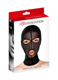Черная сетчатая маска на голову с отверстиями для глаз и рта - Fetish Tentation - купить с доставкой в Набережных Челнах