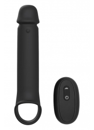 Черная насадка-удлинитель с вибрацией Vibrating Extender With Remote - Dream Toys - в Набережных Челнах купить с доставкой