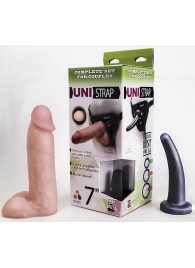 Страпон-унисекс с двумя насадками UNI strap 7  Harness - 19 и 16 см. - LOVETOY (А-Полимер) - купить с доставкой в Набережных Челнах
