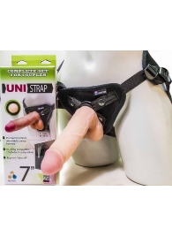 Страпон-унисекс с двумя насадками UNI strap 7  Harness - 19 и 16 см. - LOVETOY (А-Полимер) - купить с доставкой в Набережных Челнах