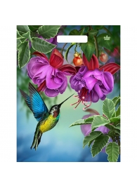Пакет с принтом в виде колибри в цветах с вырубной ручкой (31х40 см) - Сима-Ленд - купить с доставкой в Набережных Челнах