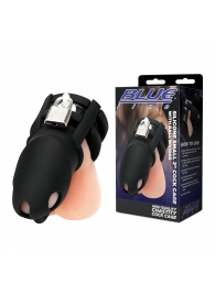 Черная клетка для пениса Silicone Small 2 in Cock Cage With Ball Divider - BlueLine - купить с доставкой в Набережных Челнах