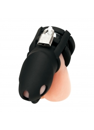 Черная клетка для пениса Silicone Small 2 in Cock Cage With Ball Divider - BlueLine - купить с доставкой в Набережных Челнах