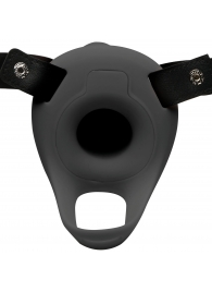 Черный полый страпон с вибрацией 2’’ Erection 28X Smooth Vibrating Silicone Penis Sheath - XR Brands - купить с доставкой в Набережных Челнах