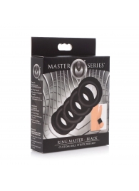 Комплект из 5 черных эрекционных колец для мошонки Ring Master Custom Ball Stretcher Kit - XR Brands - в Набережных Челнах купить с доставкой