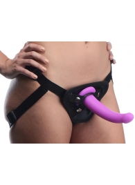 Лиловый поясной страпон Navigator Silicone G-Spot Dildo with Harness - 17,8 см. - XR Brands - купить с доставкой в Набережных Челнах