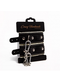 Черные скругленные наручники с мягкой бежевой подкладкой - Crazy Handmade - купить с доставкой в Набережных Челнах