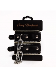 Черные скругленные наручники с мягкой бежевой подкладкой - Crazy Handmade - купить с доставкой в Набережных Челнах