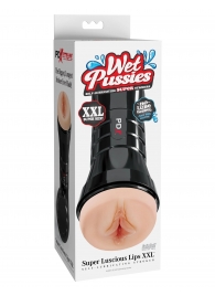Телесный мастурбатор-вагина в черной колбе Super Luscious Lips XXL - Pipedream - в Набережных Челнах купить с доставкой