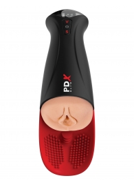 Телесный мастурбатор-вагина в черной колбе с вибрацией Fuck-O-Matic Pro XL - Pipedream - в Набережных Челнах купить с доставкой