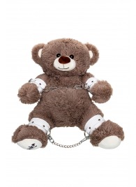 Бондажный набор: бурый мишка с белыми оковами и наручниками - Pecado - купить с доставкой в Набережных Челнах