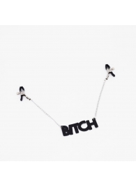 Зажимы на соски с кожаной подвеской Bitch - Crazy Handmade - купить с доставкой в Набережных Челнах