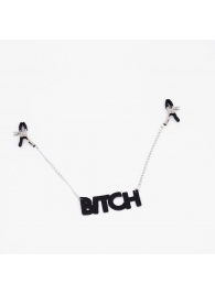 Зажимы на соски с кожаной подвеской Bitch - Crazy Handmade - купить с доставкой в Набережных Челнах
