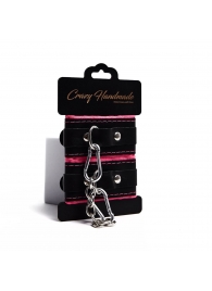 Черно-розовые скругленные наручники с мягкой подкладкой - Crazy Handmade - купить с доставкой в Набережных Челнах