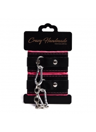 Черно-розовые скругленные наручники с мягкой подкладкой - Crazy Handmade - купить с доставкой в Набережных Челнах