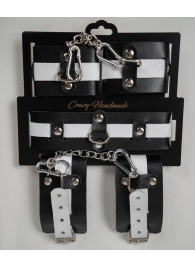 Набор фиксаторов из черной и белой натуральной кожи - Crazy Handmade - купить с доставкой в Набережных Челнах