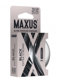 Черные утолщенные презервативы MAXUS Extra Strong с железным кейсом - 3 шт. - Maxus - купить с доставкой в Набережных Челнах