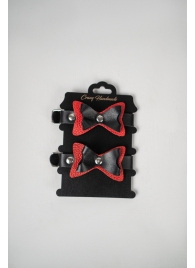 Черно-красные кожаные наручники с бантиками - Crazy Handmade - купить с доставкой в Набережных Челнах