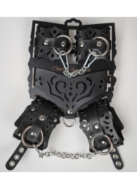 Черный ажурный кожаный набор фиксаций - Crazy Handmade - купить с доставкой в Набережных Челнах