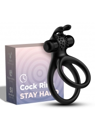 Черное эрекционное виброкольцо с подхватом мошонки Stay Hard - Boys of Toys - в Набережных Челнах купить с доставкой