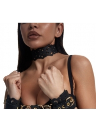 Черный ажурный чокер с золотистой фурнитурой - Crazy Handmade - купить с доставкой в Набережных Челнах