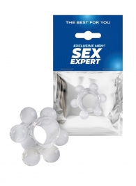 Прозрачное эрекционное кольцо с 6 стимулирующими шариками - Sex Expert - в Набережных Челнах купить с доставкой